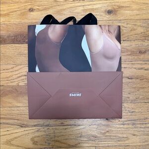SKIMS Brown and Black Shopping Bag